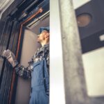 An elevator engineer inspecting a newly constructed elevator