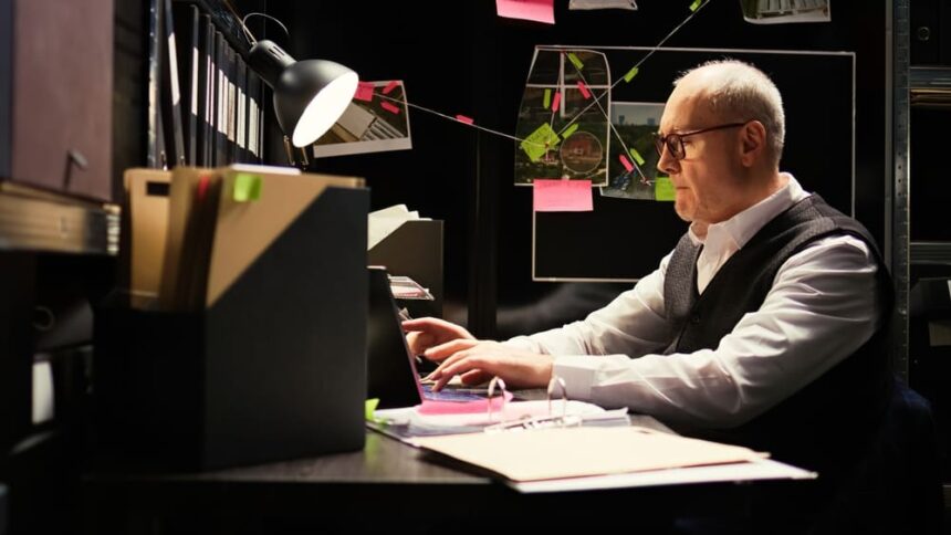 A private detective working in their office